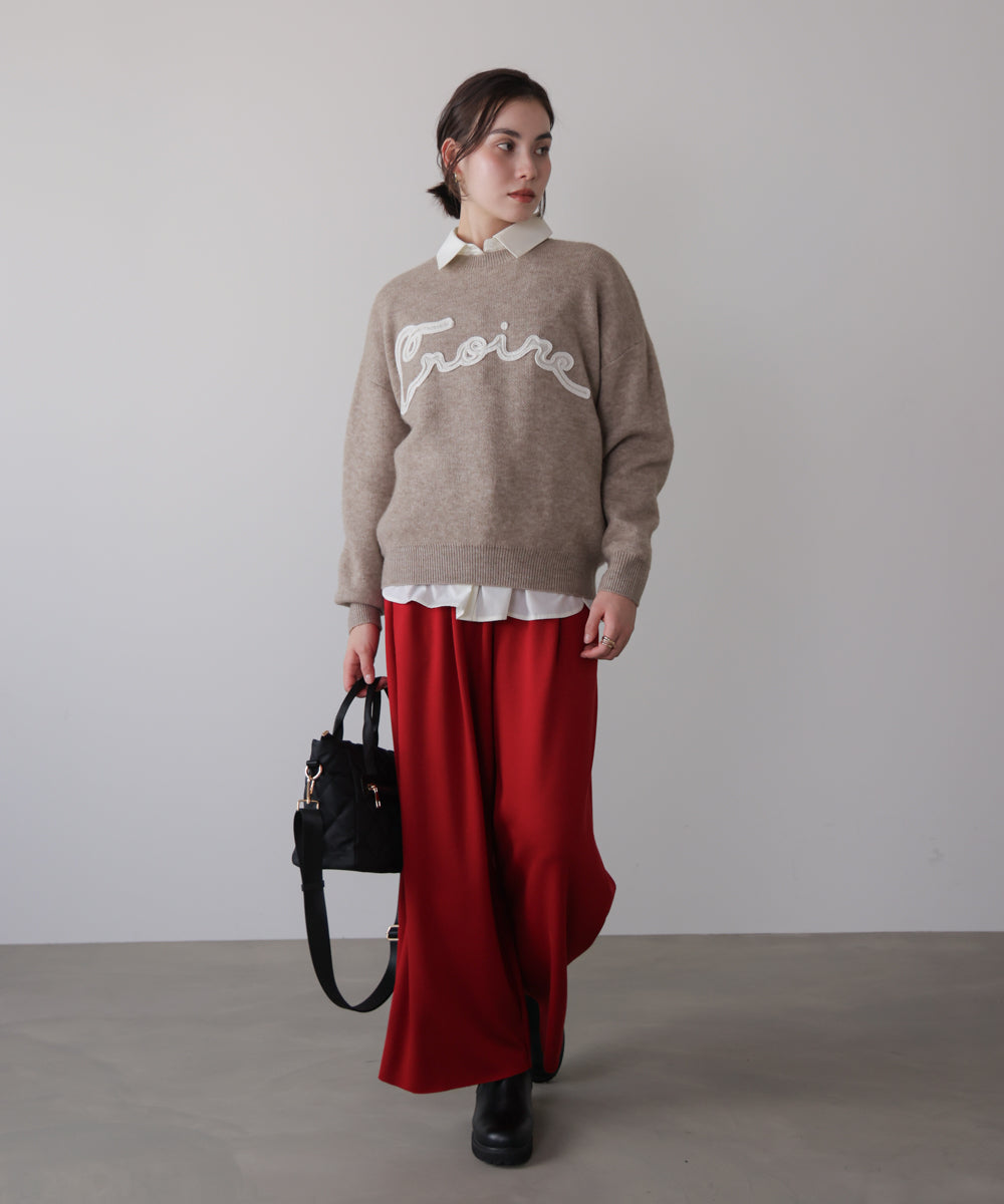 チュール刺繍ロゴニット