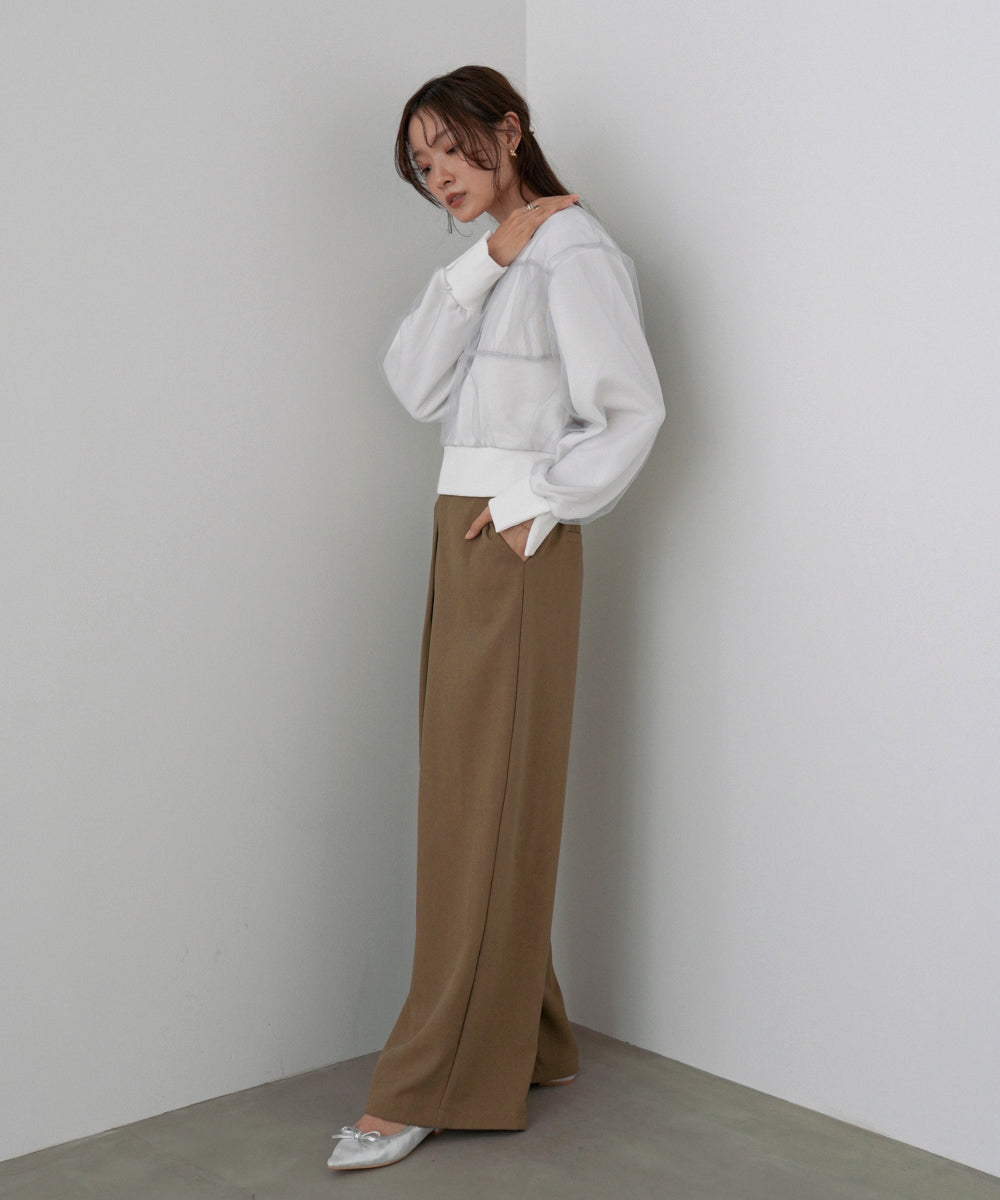 フロントワイドタックネップ入ワイドパンツ