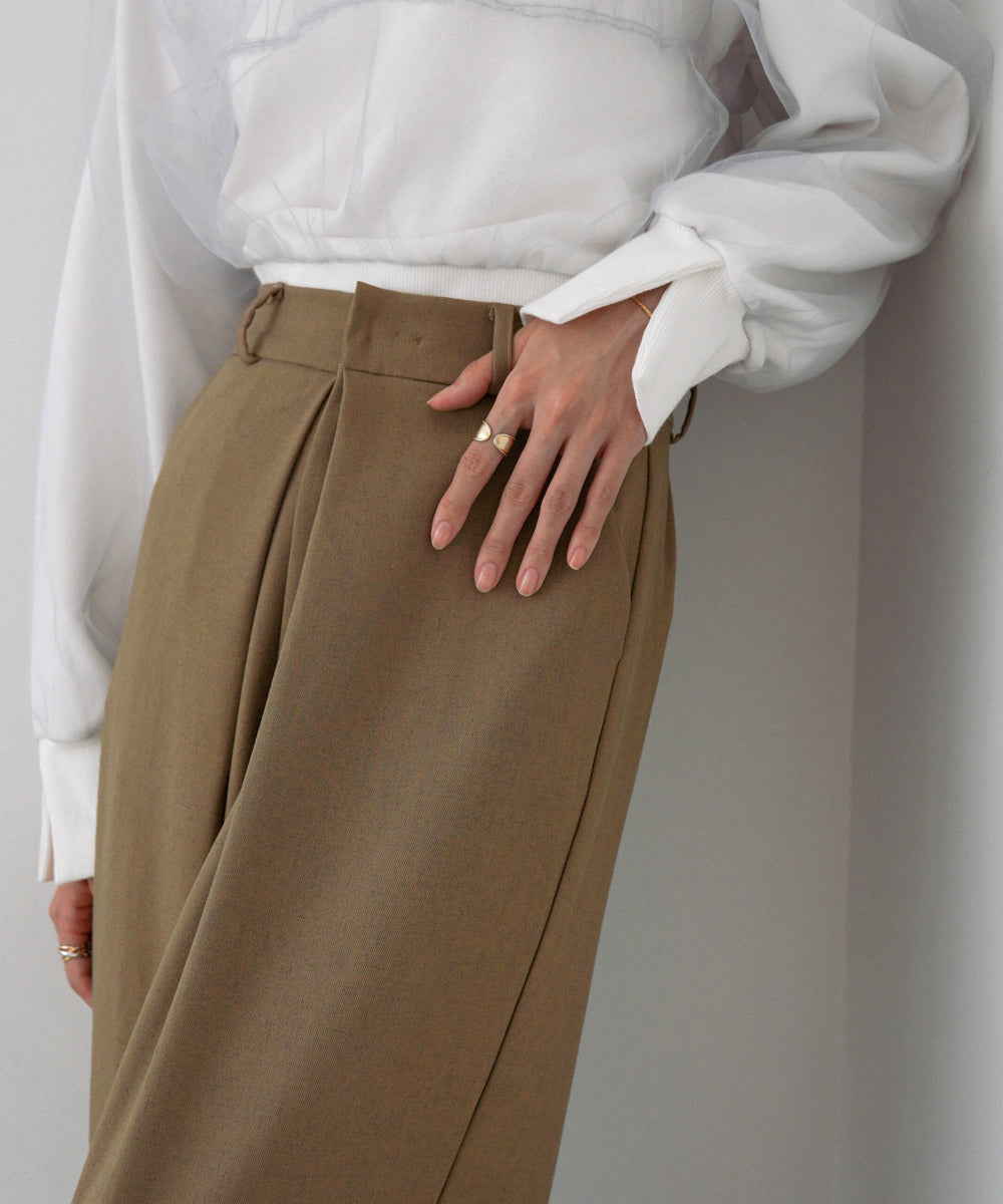 フロントワイドタックネップ入ワイドパンツ