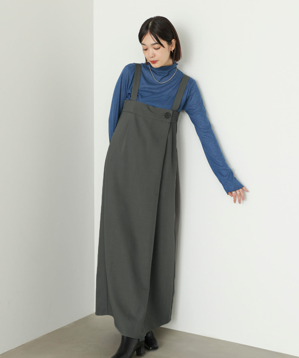 ラップアクセントボタンワンピース