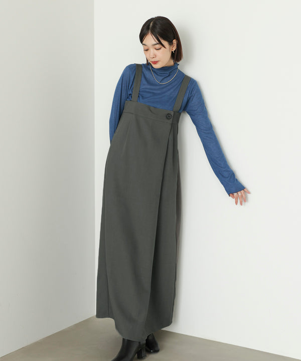 ラップアクセントボタンワンピース