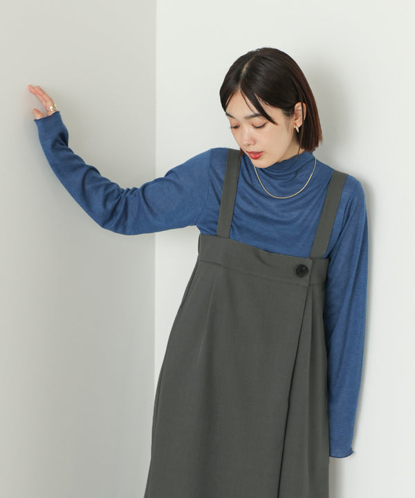 ラップアクセントボタンワンピース
