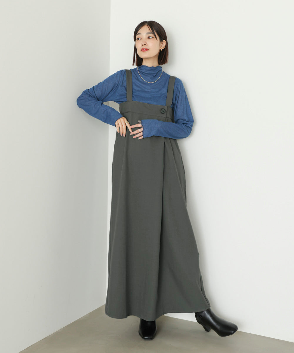 ラップアクセントボタンワンピース