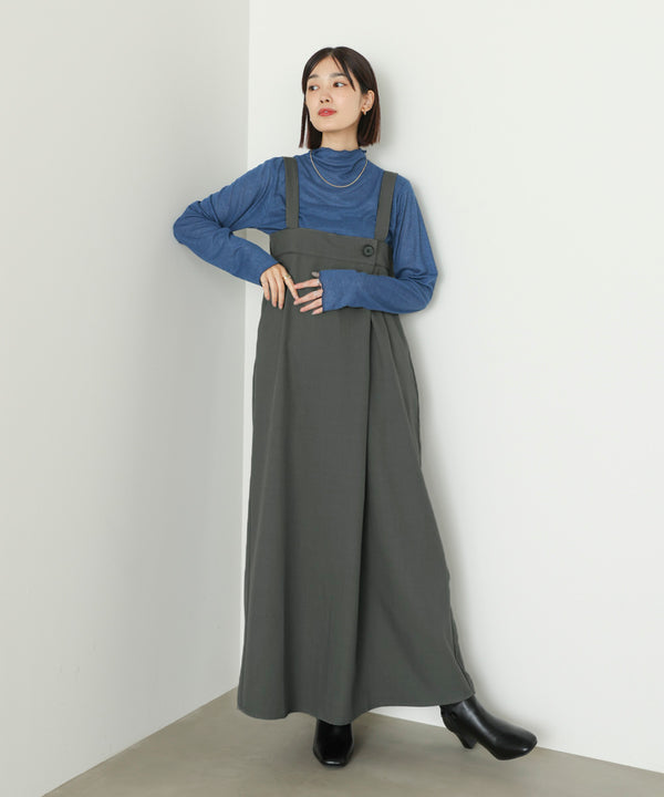 ラップアクセントボタンワンピース