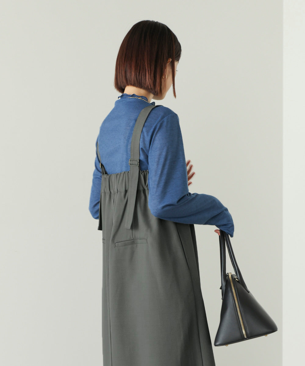 ラップアクセントボタンワンピース