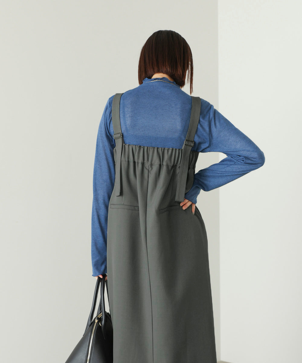 ラップアクセントボタンワンピース