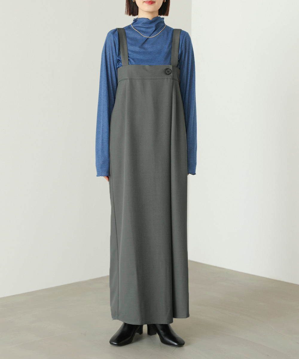 ラップアクセントボタンワンピース