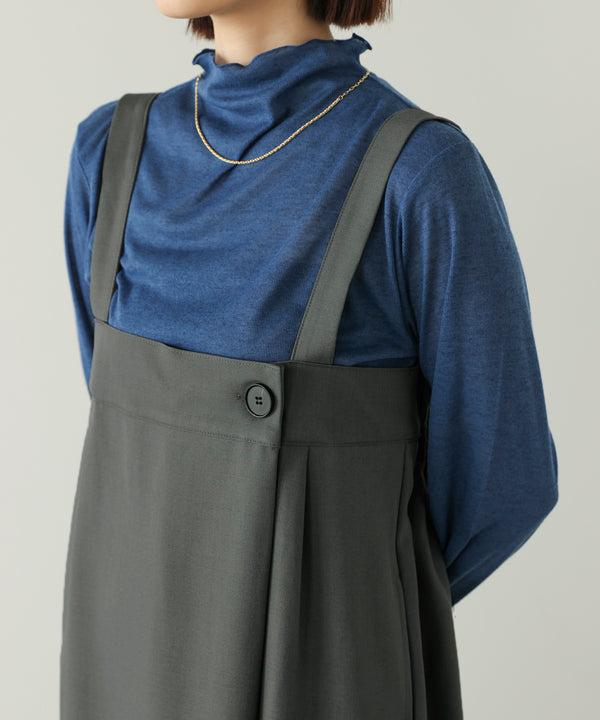 ラップアクセントボタンワンピース