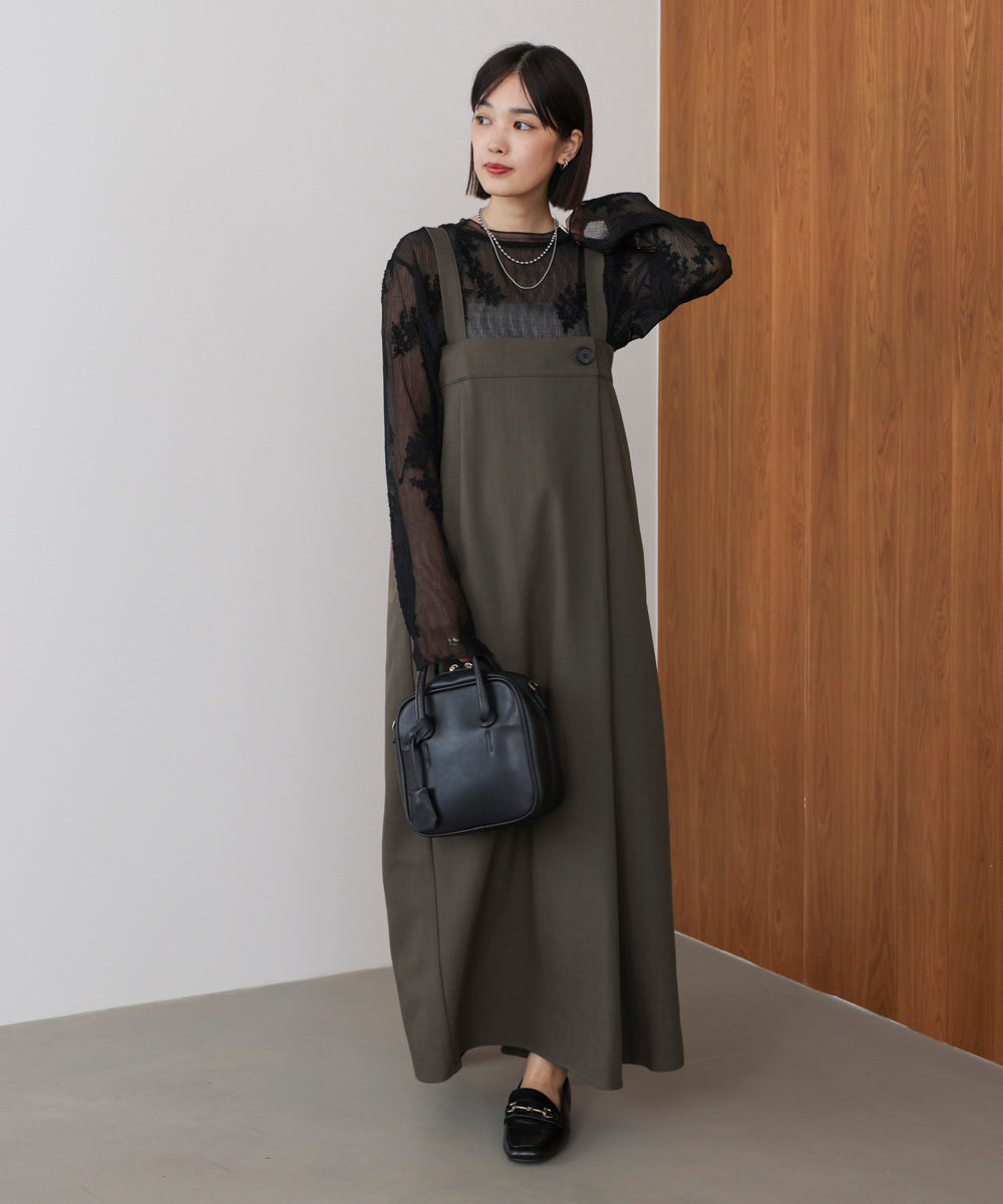 ラップアクセントボタンワンピース