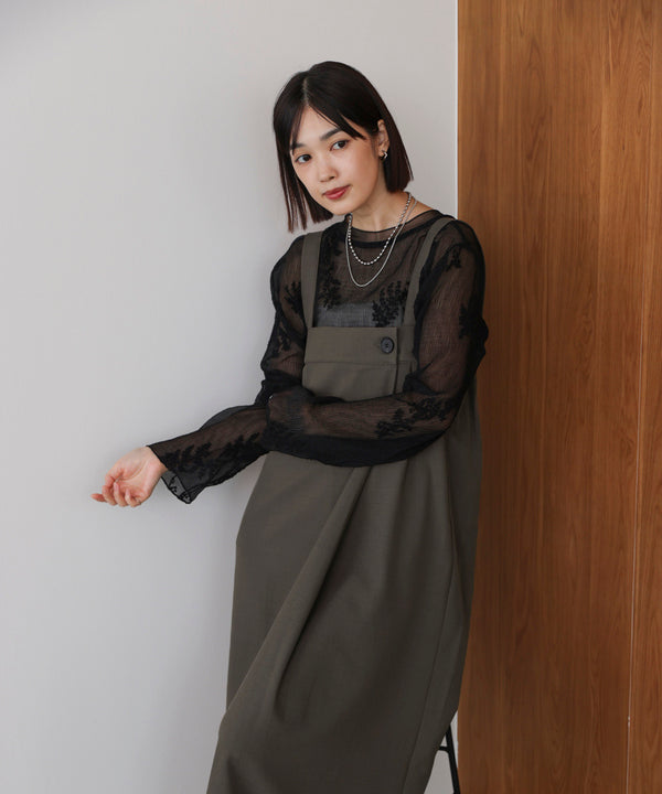 ラップアクセントボタンワンピース