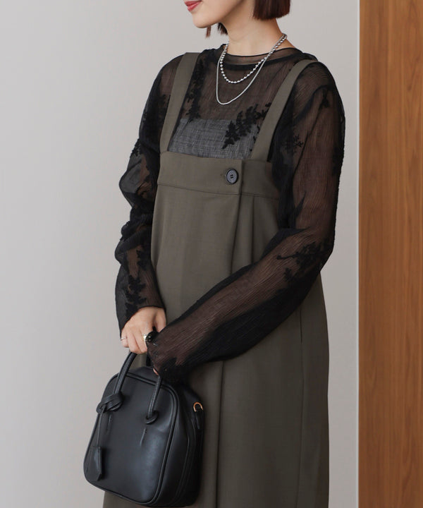 ラップアクセントボタンワンピース