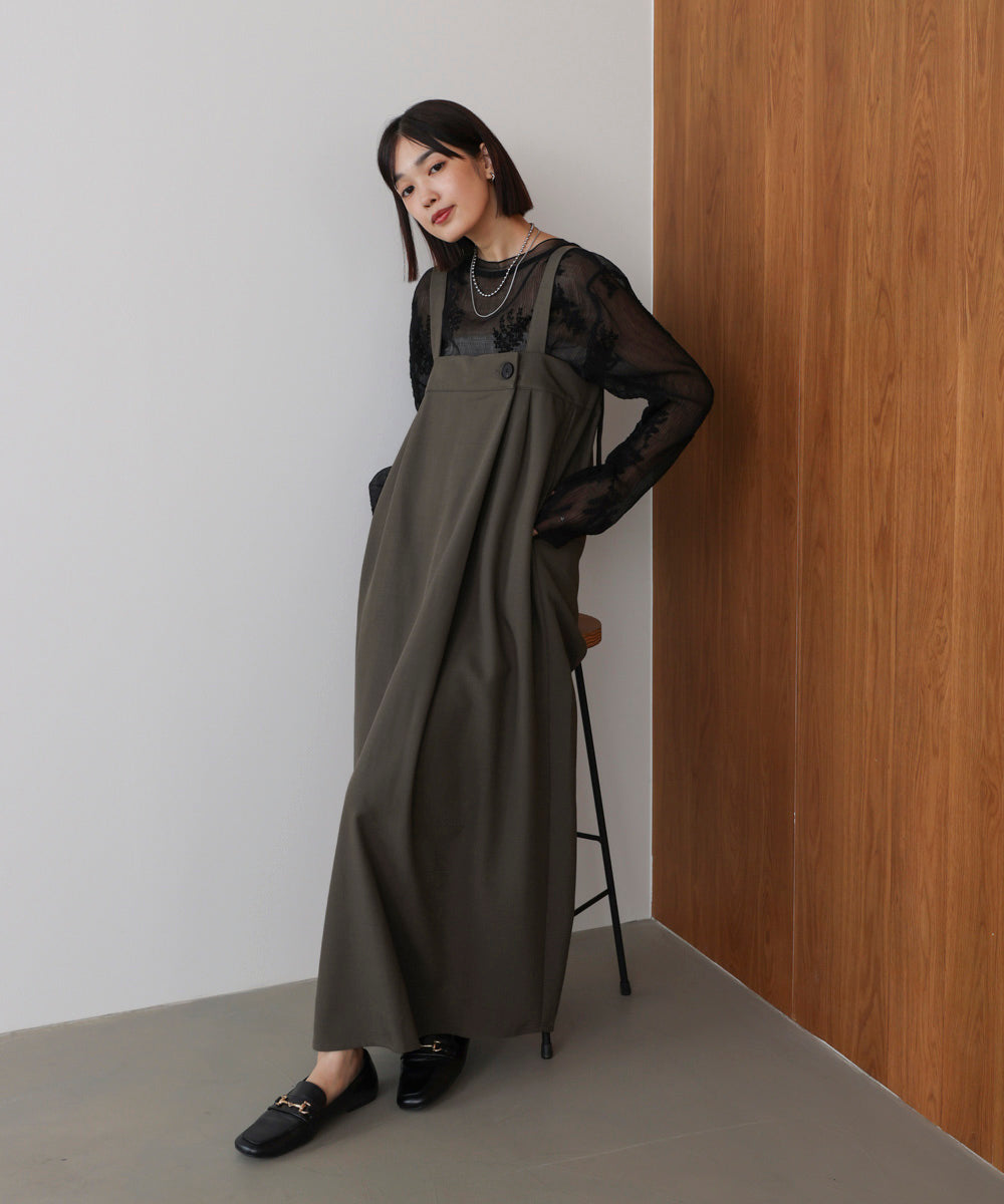ラップアクセントボタンワンピース