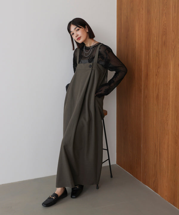 ラップアクセントボタンワンピース