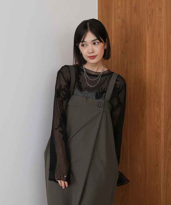 ラップアクセントボタンワンピース