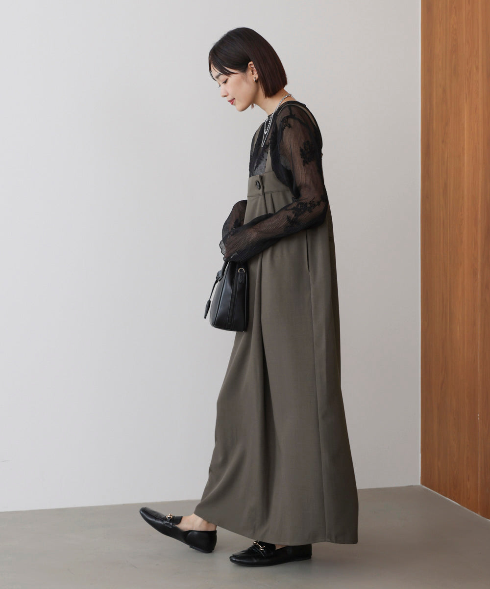 ラップアクセントボタンワンピース