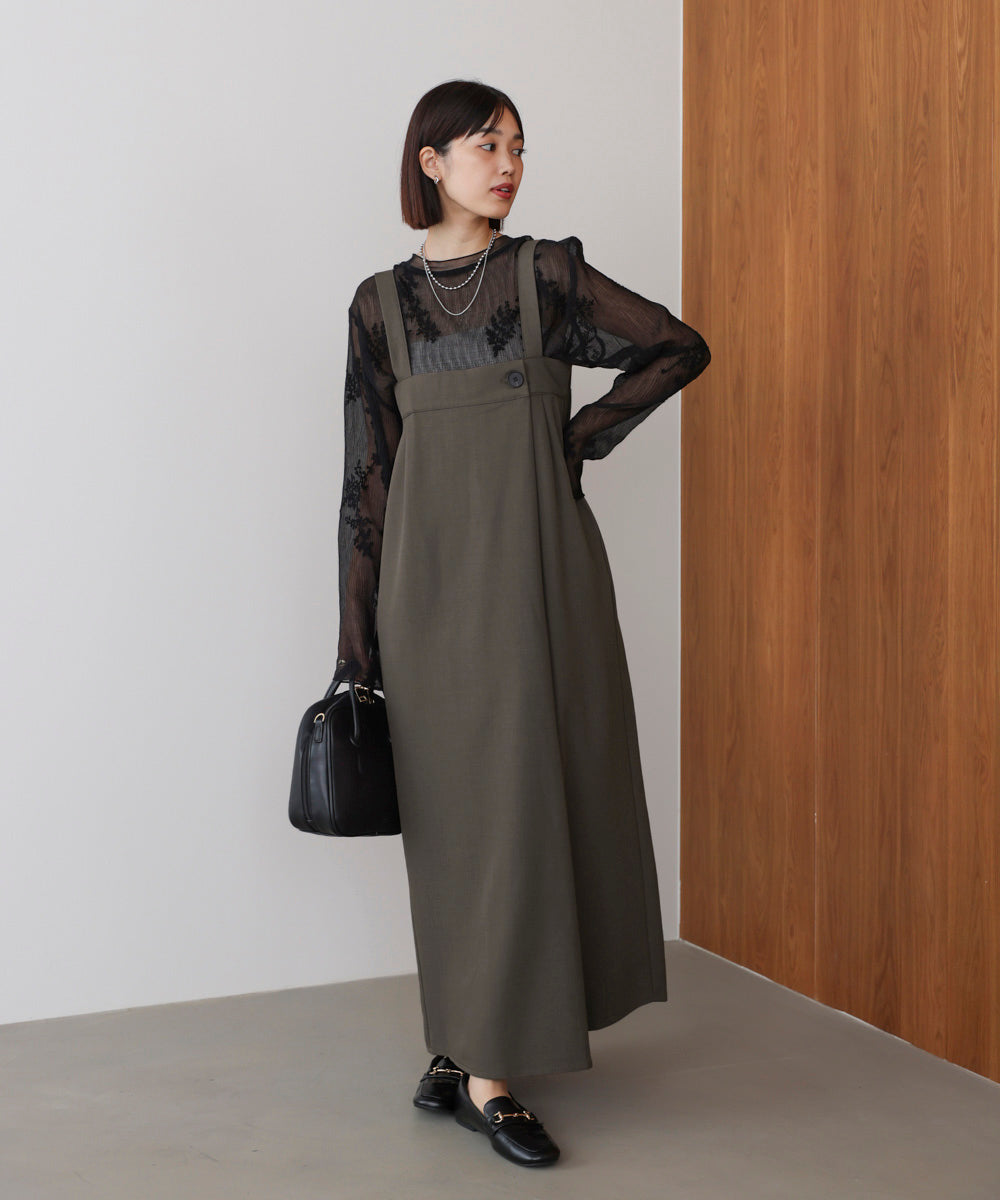 ラップアクセントボタンワンピース