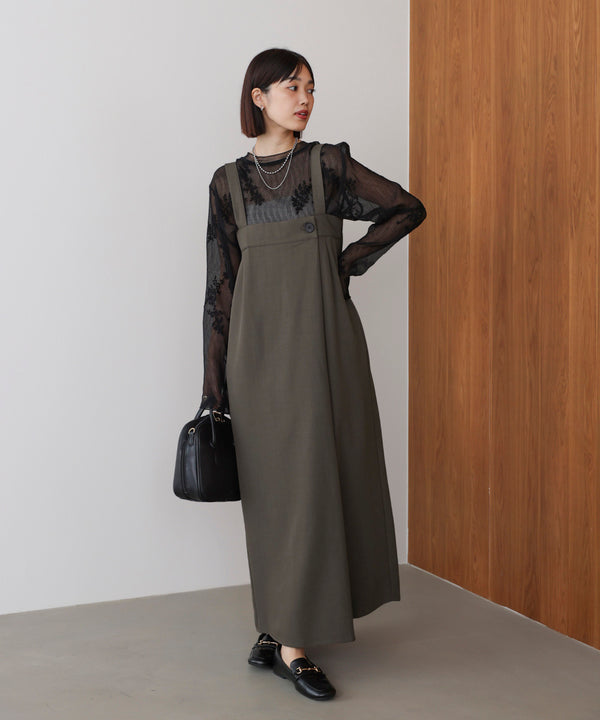 ラップアクセントボタンワンピース