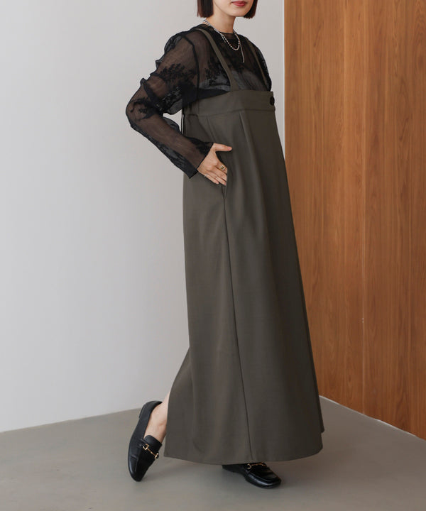 ラップアクセントボタンワンピース