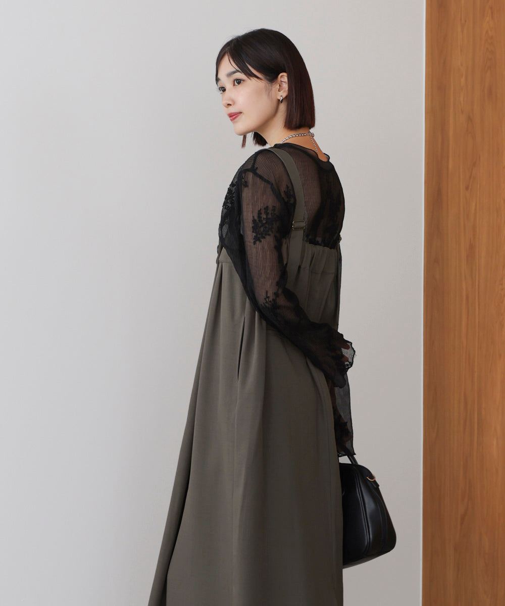 ラップアクセントボタンワンピース