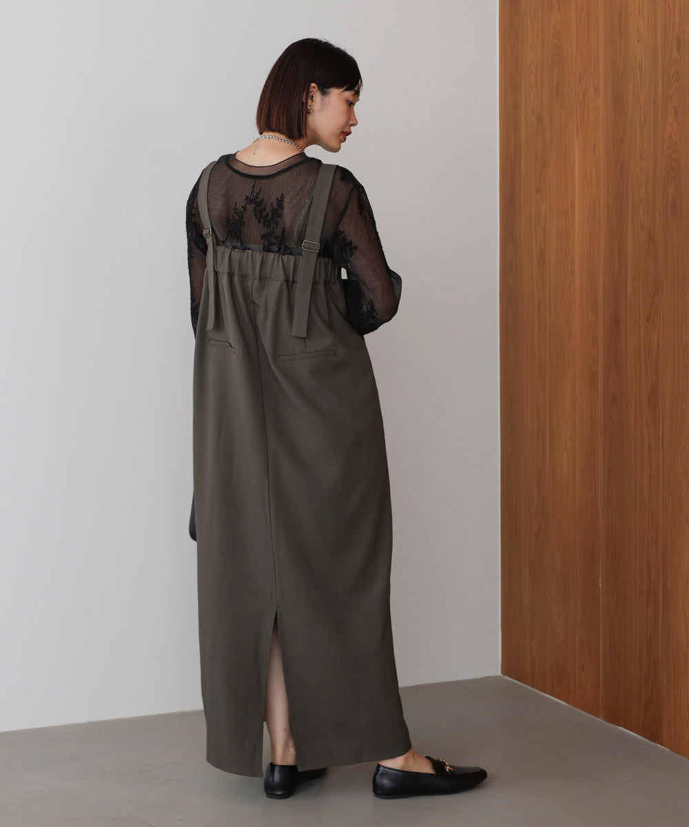 ラップアクセントボタンワンピース