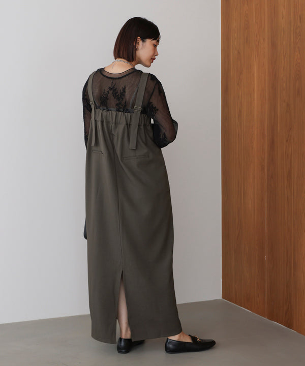 ラップアクセントボタンワンピース