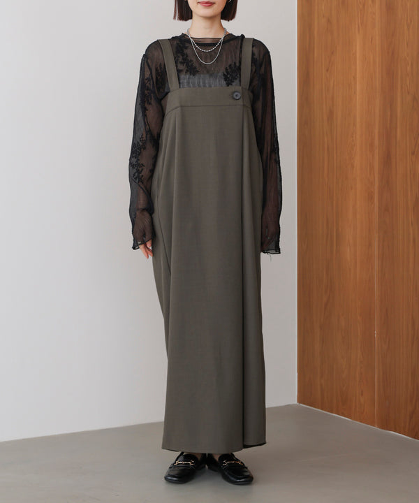 ラップアクセントボタンワンピース