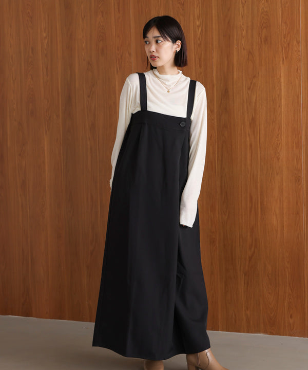 ラップアクセントボタンワンピース