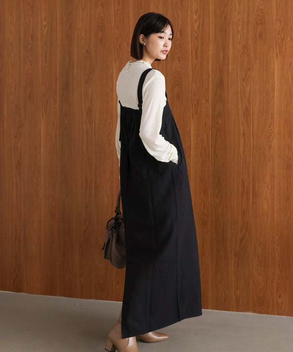 ラップアクセントボタンワンピース