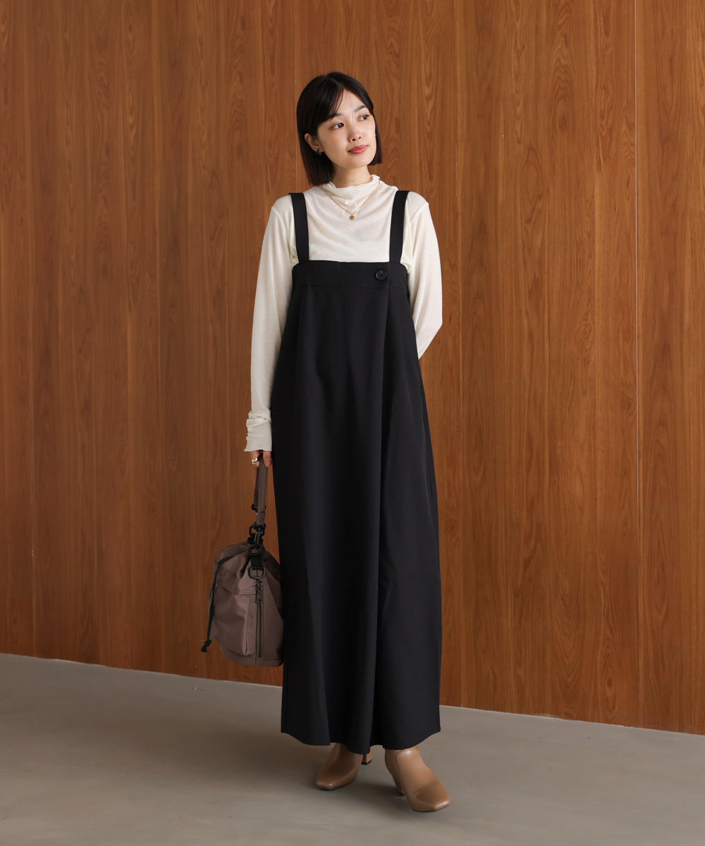 ラップアクセントボタンワンピース