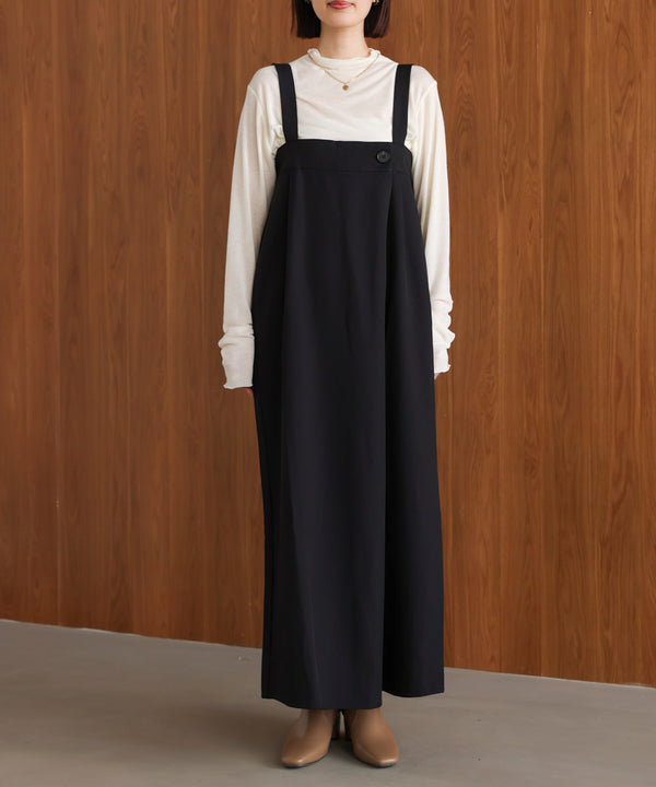 ラップアクセントボタンワンピース