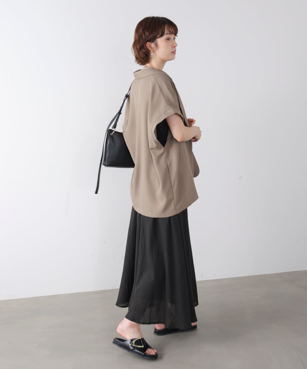 スカラップ刺繍ウエストギャザーワンピース