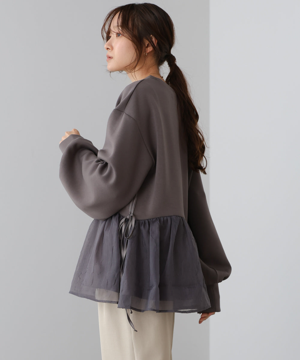 ペプラムオーガンジーポンチトップス