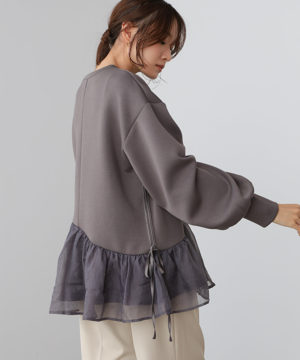 ペプラムオーガンジーポンチトップス