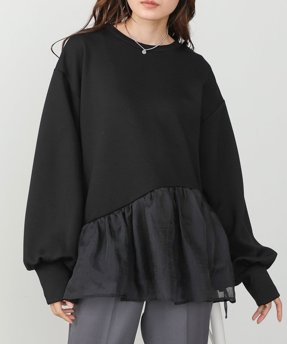 ペプラムオーガンジーポンチトップス