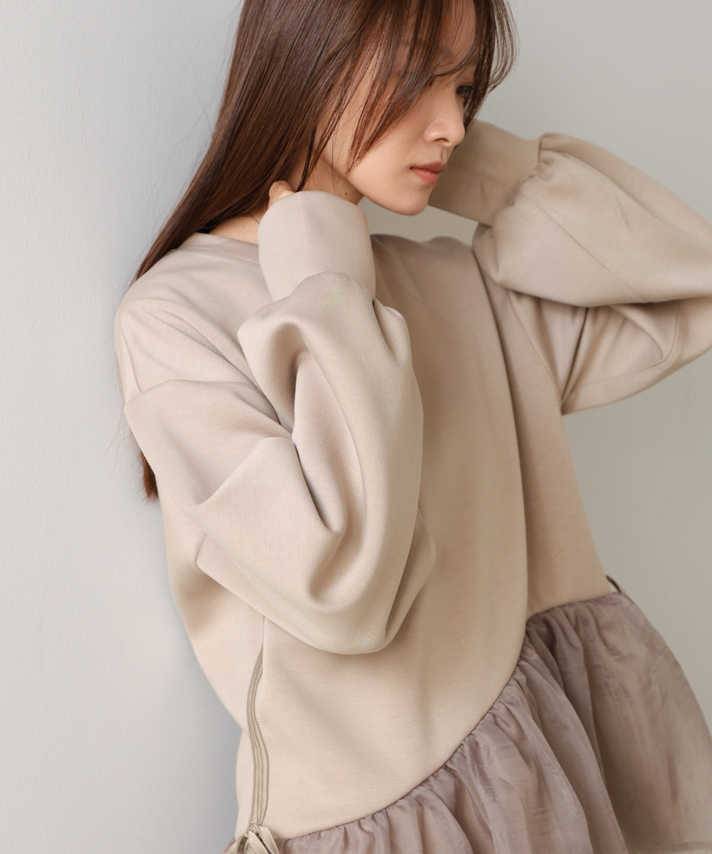 ペプラムオーガンジーポンチトップス