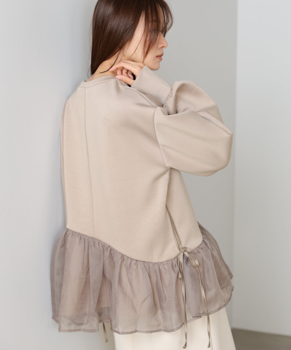ペプラムオーガンジーポンチトップス
