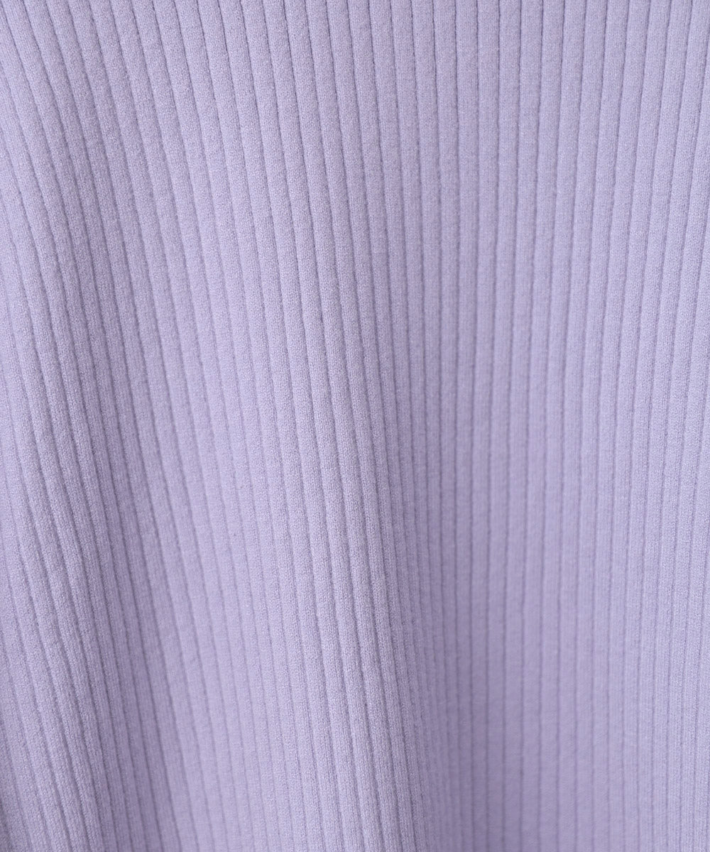 袖配色クルーネックリブニットトップス