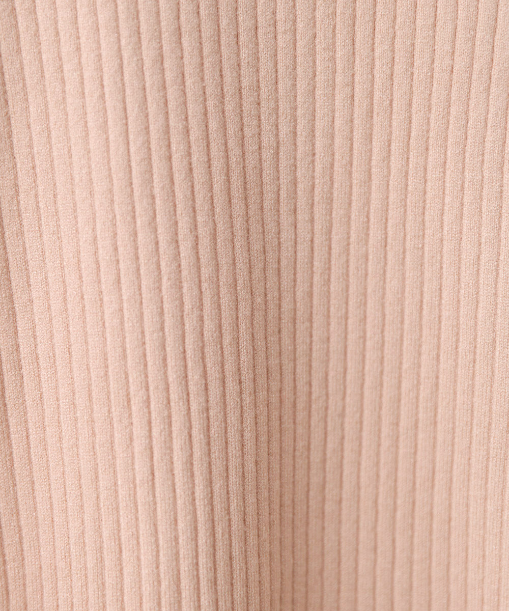 袖ボタンハイネックリブニットトップス