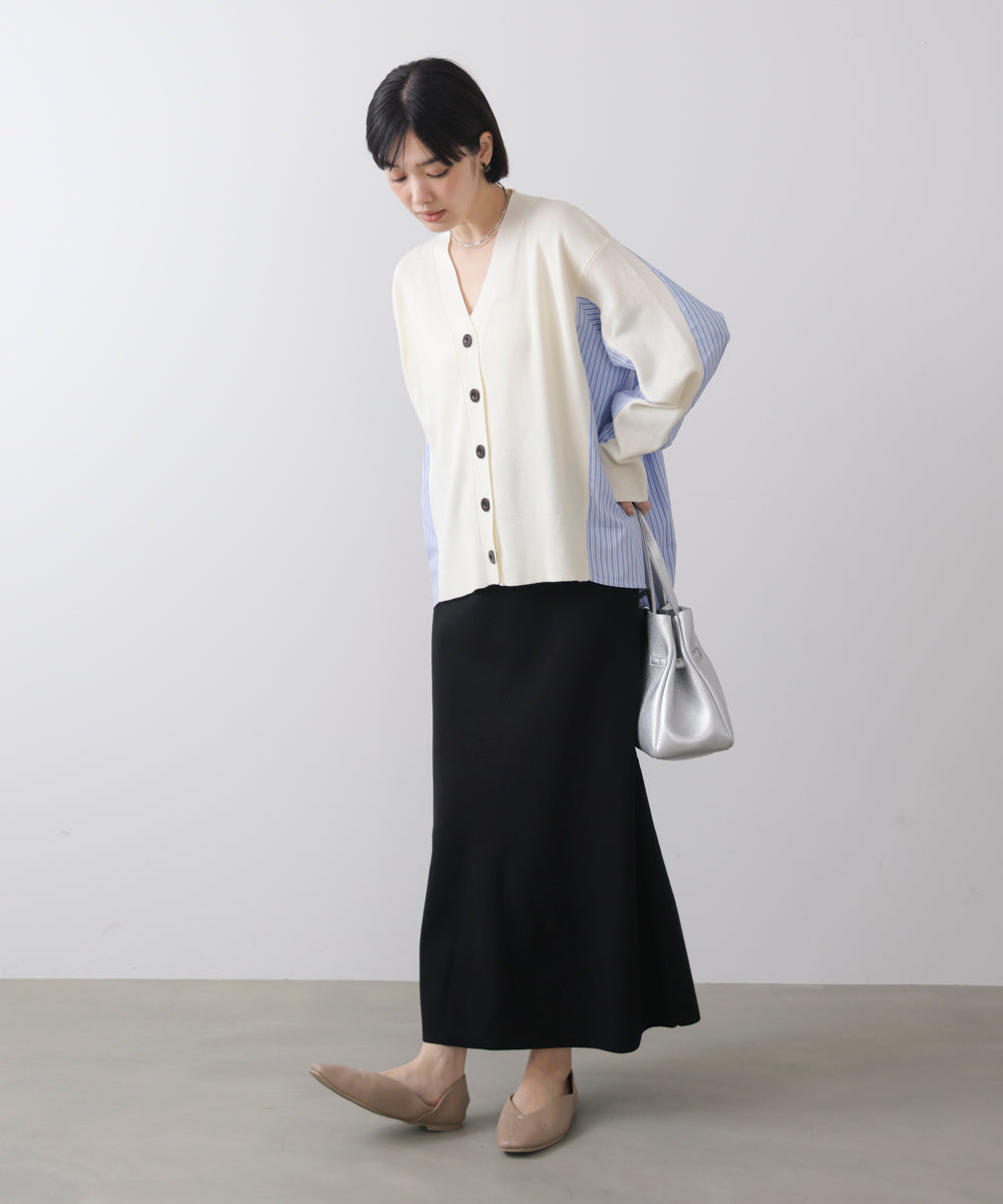 布帛切替ニットカーディガン