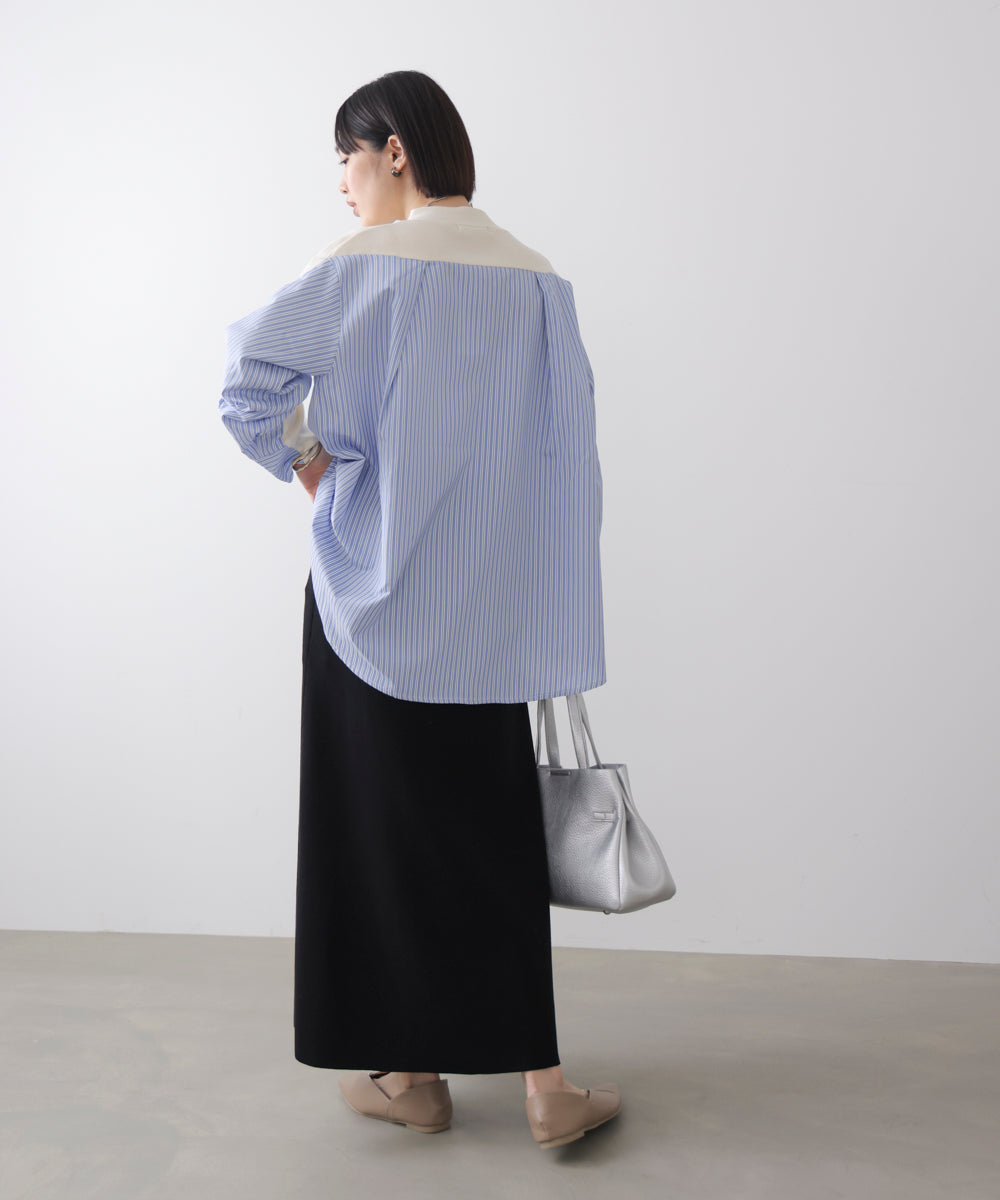 布帛切替ニットカーディガン