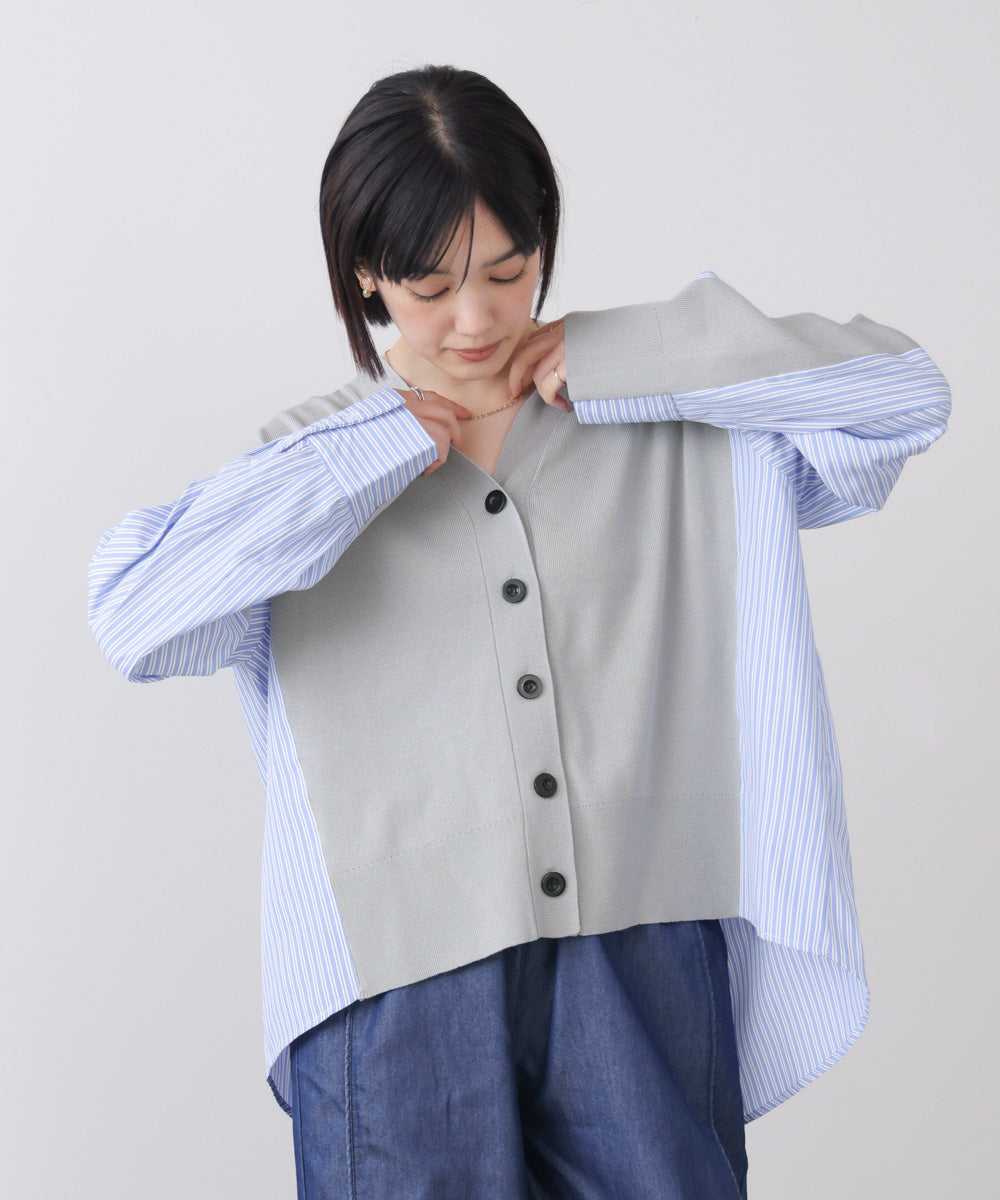布帛切替ニットカーディガン