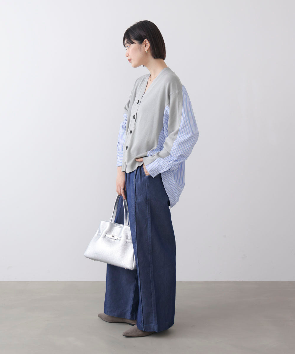 布帛切替ニットカーディガン