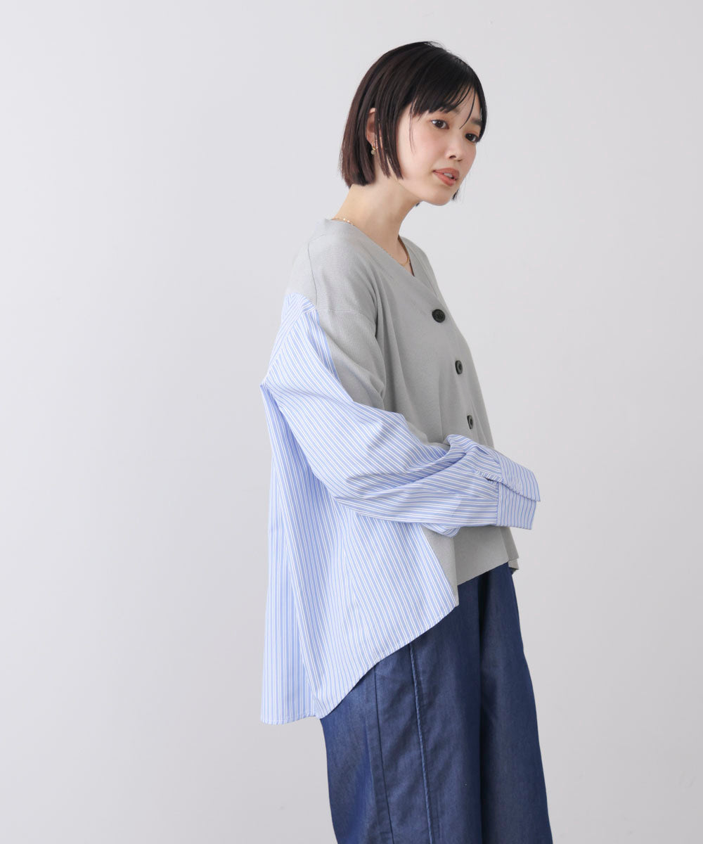 布帛切替ニットカーディガン