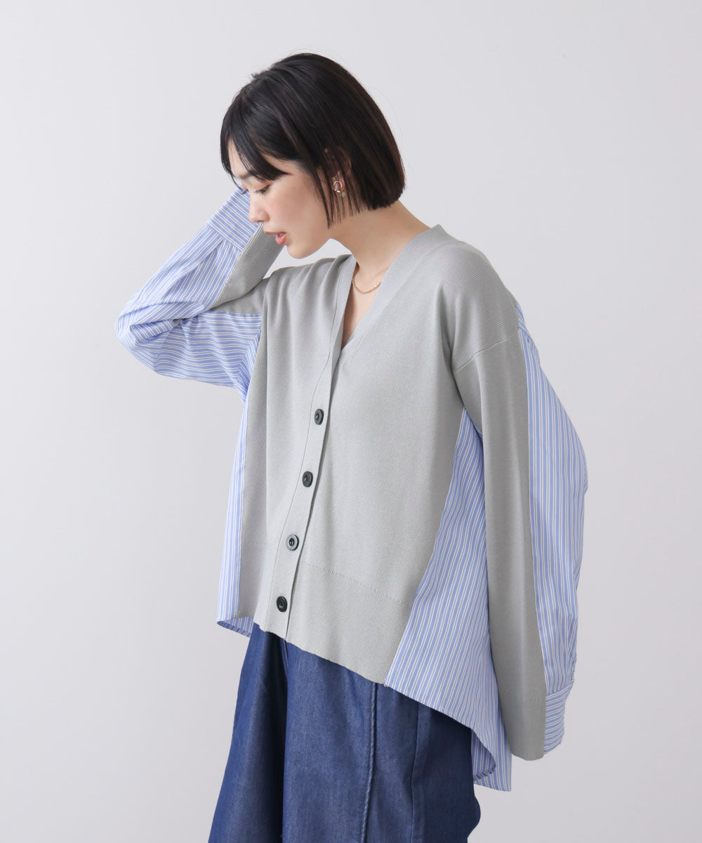 布帛切替ニットカーディガン