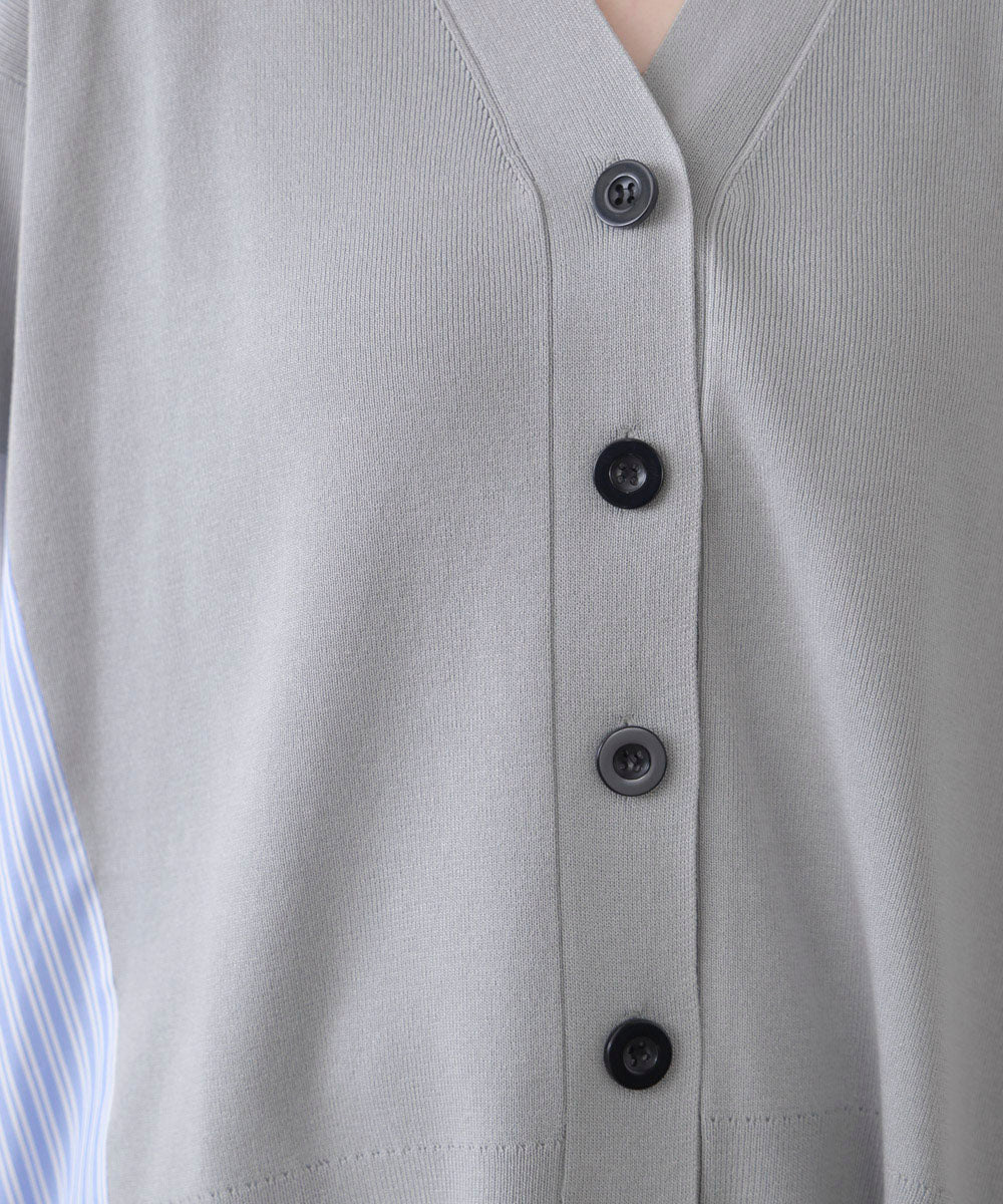 布帛切替ニットカーディガン