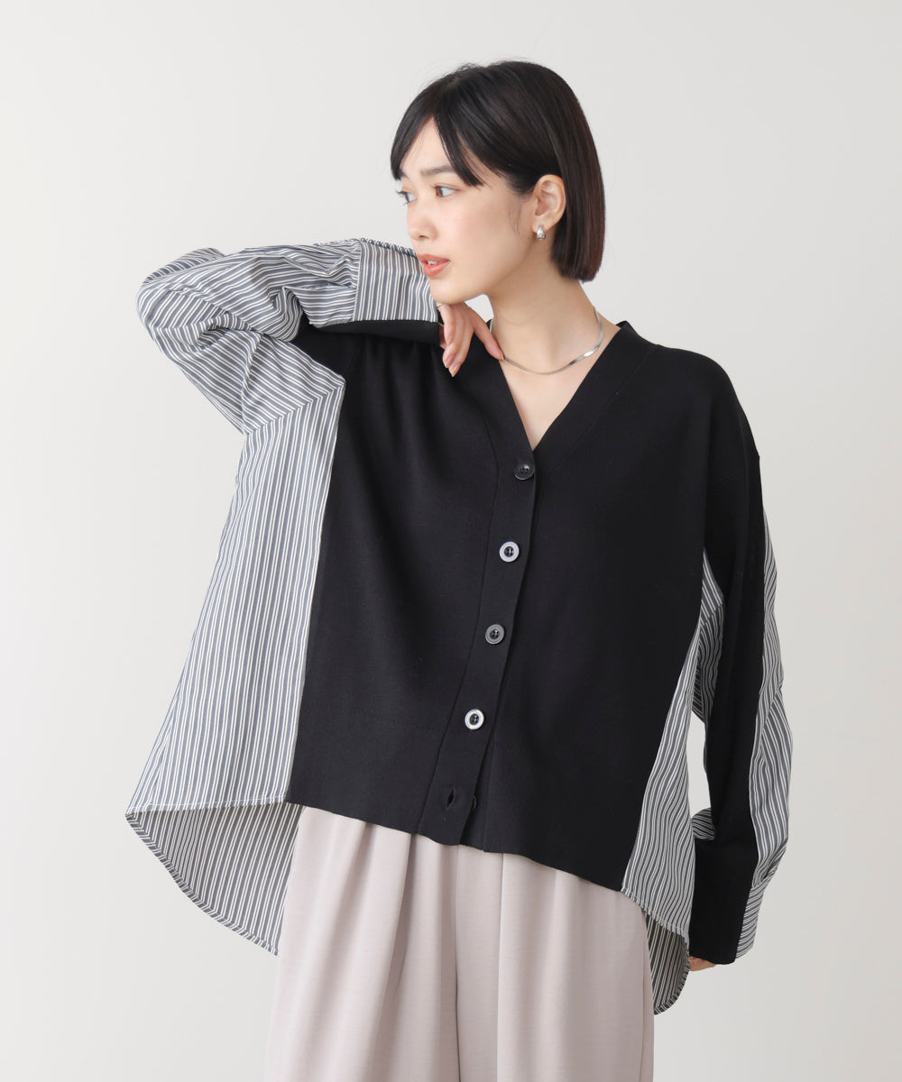 布帛切替ニットカーディガン