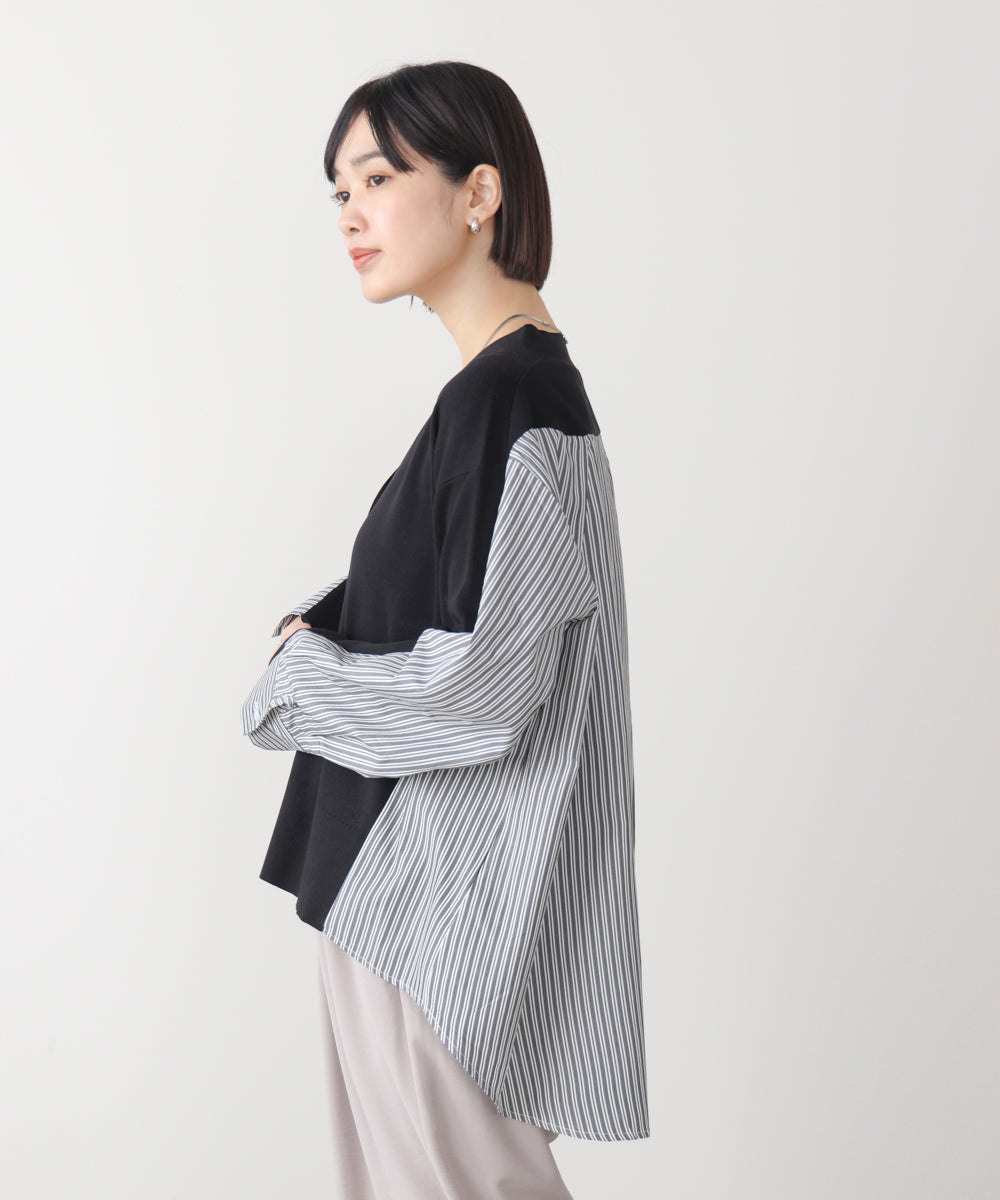 布帛切替ニットカーディガン