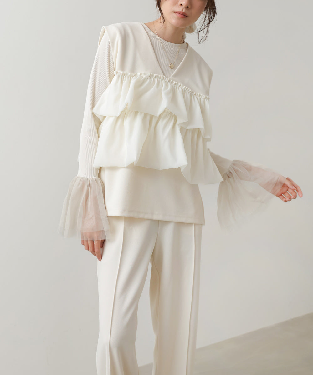 イージージョーゼットティアードベスト+パンツSET