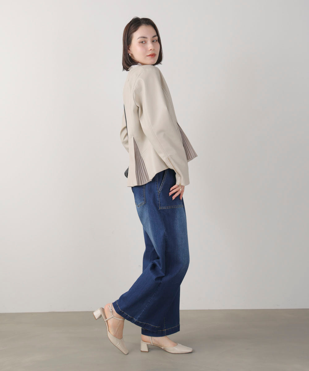 ペプラムフェイクレザージャケット