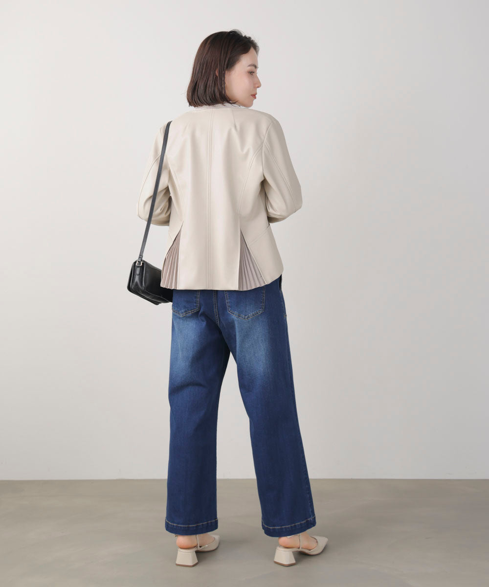 ペプラムフェイクレザージャケット